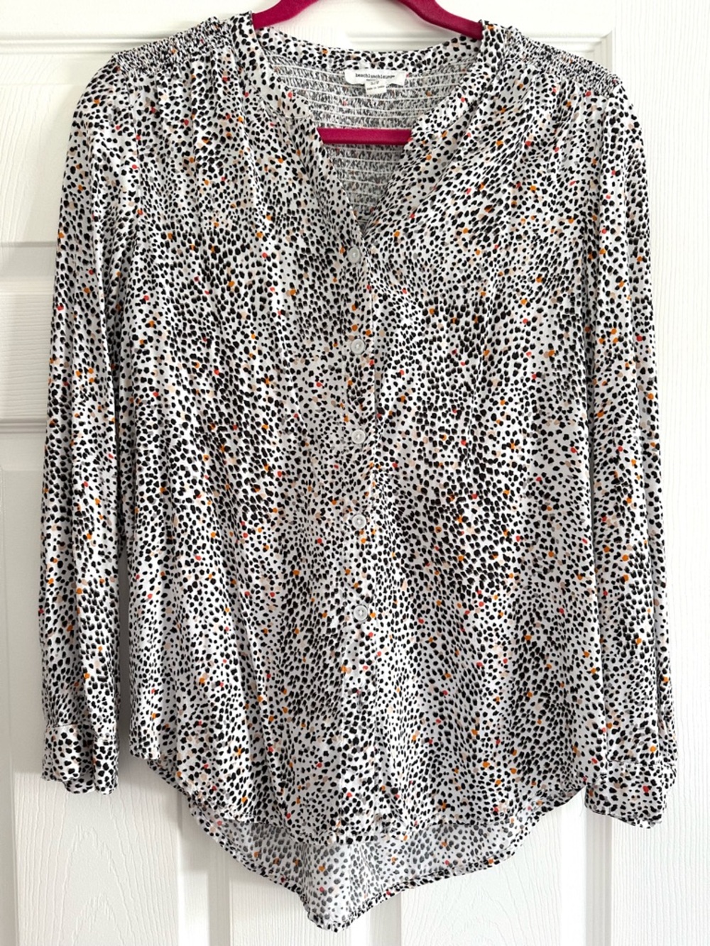 beachlunchlounge White Multi Dot-Print Button Front Blouse